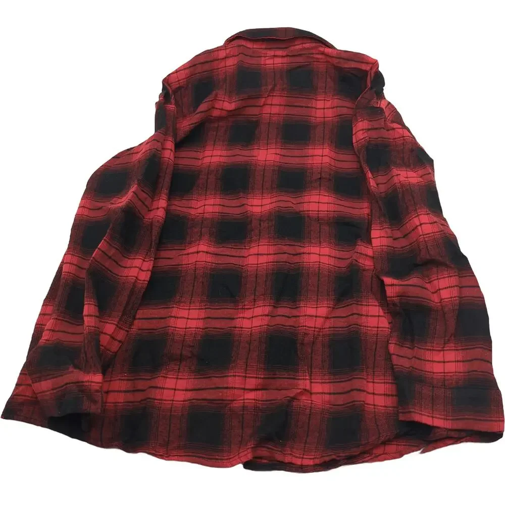 Shein M Red Black Plaid Button-Down Shirt - Picture 2 of 4